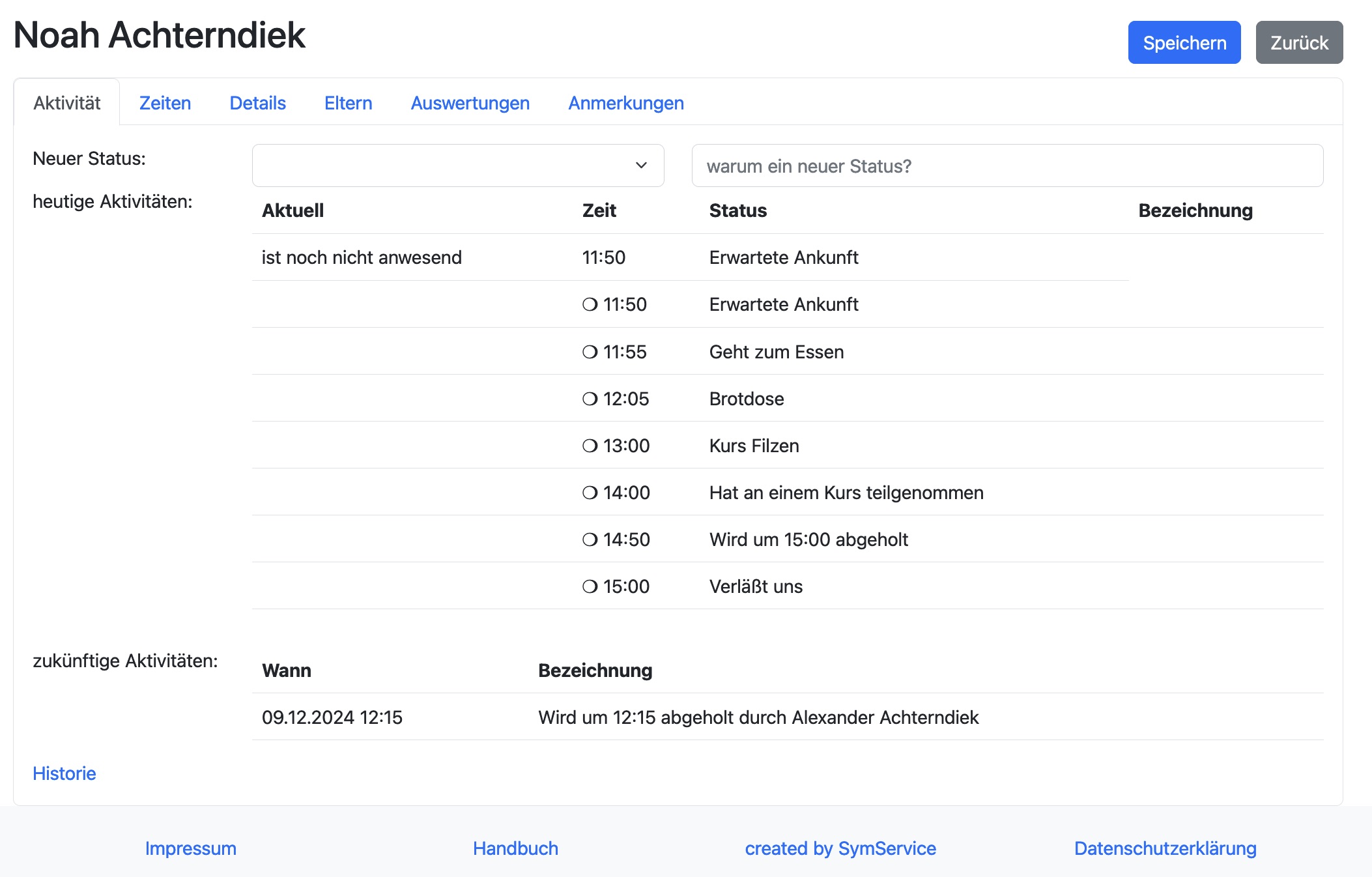 el-be.app - Kind, Zukünftige Aktivität