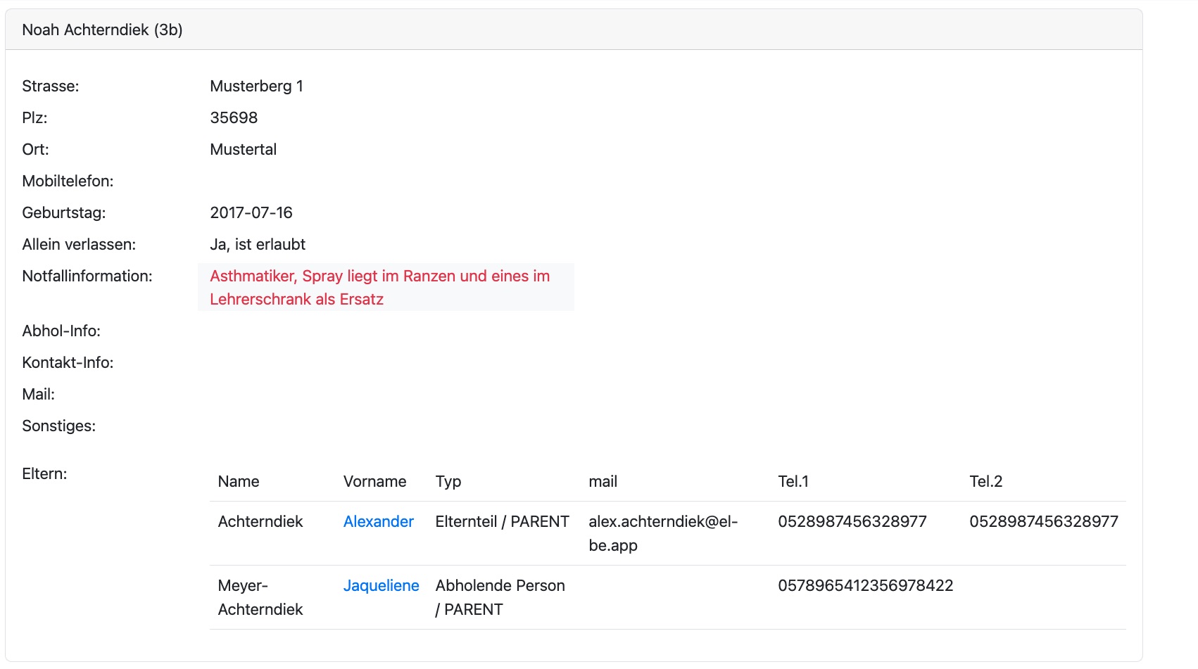 el-be.app - Notfallseite - Kind