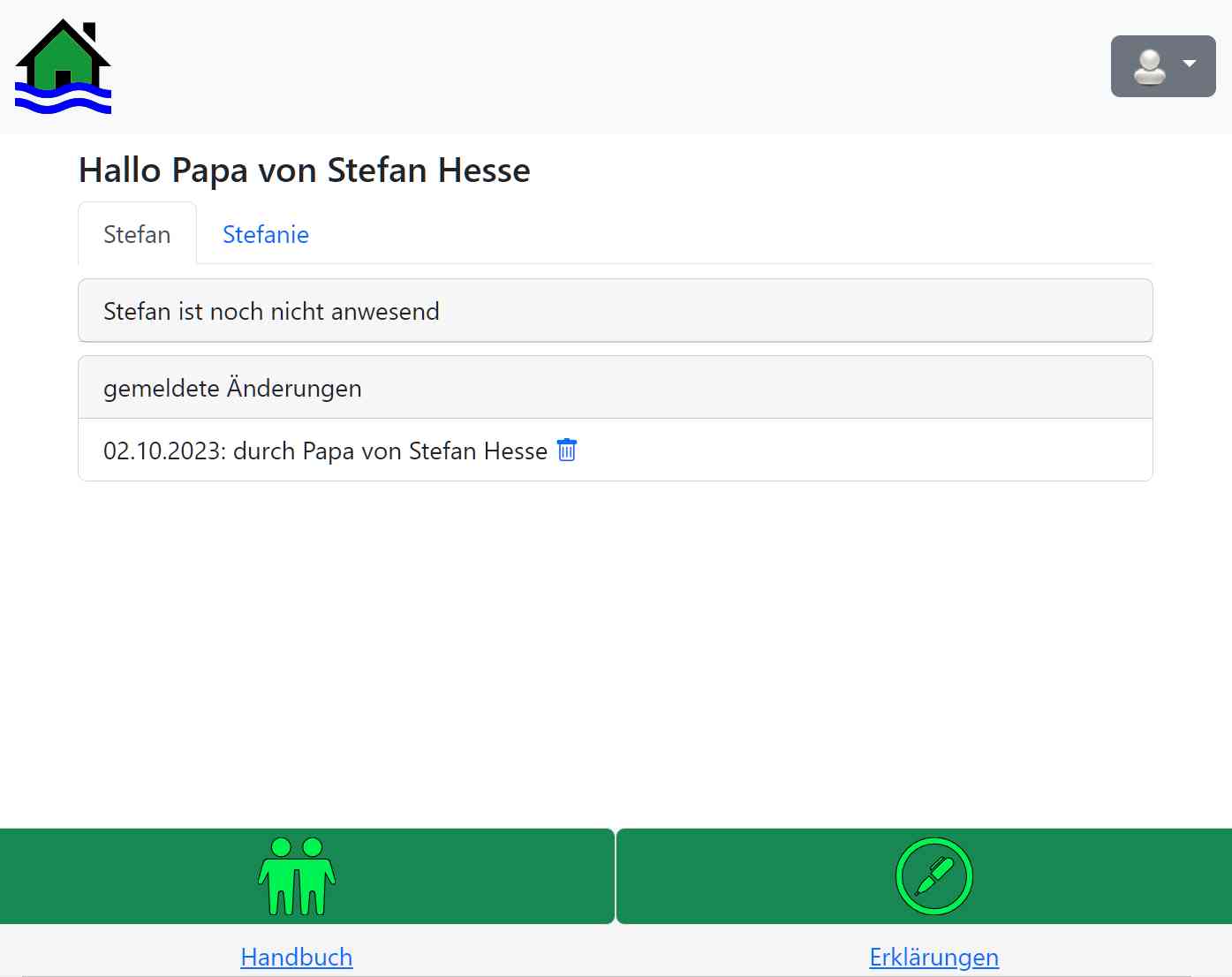 el-be.app Abholänderungswunsch gebucht