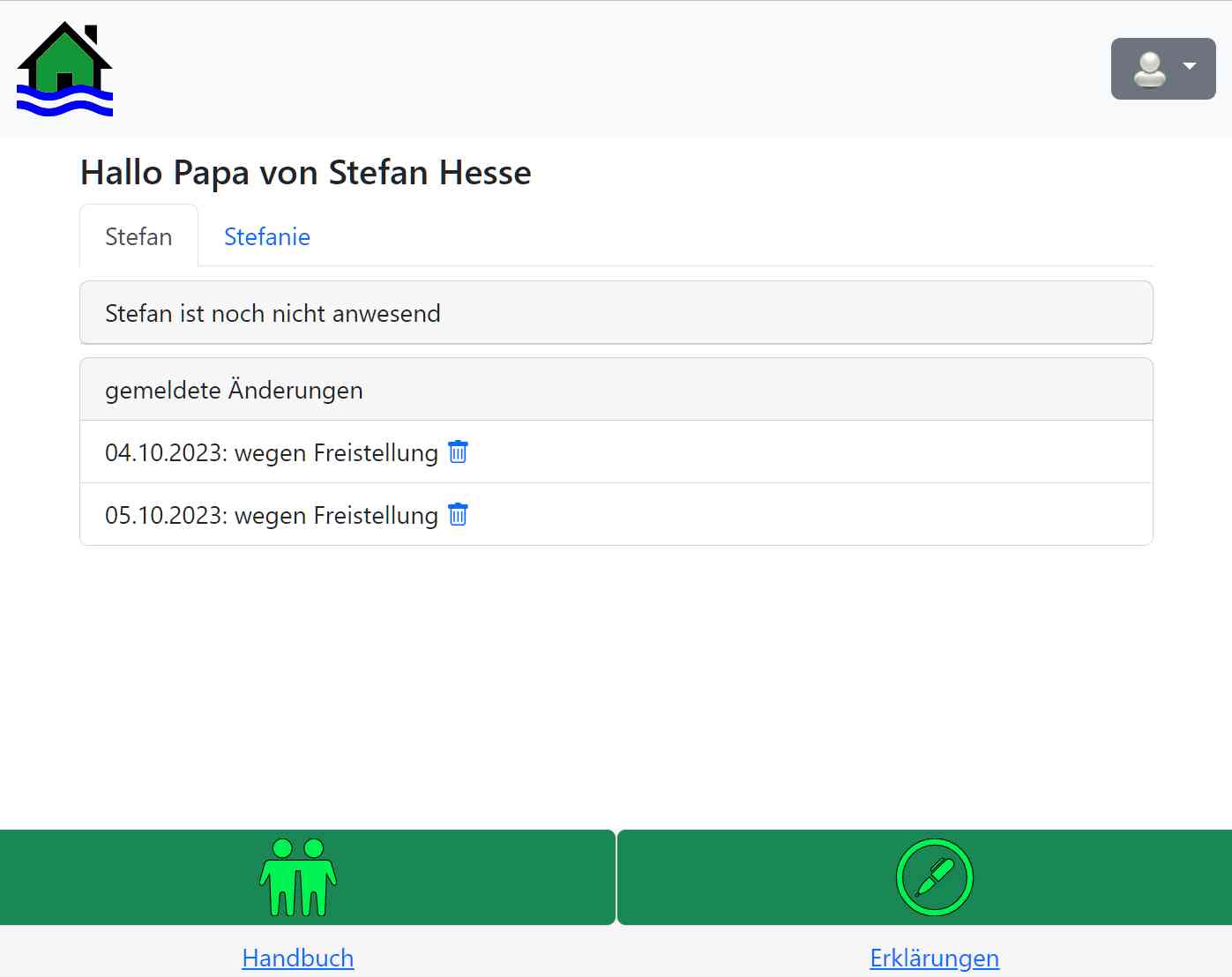 el-be.app Freistellungsmeldung gebucht