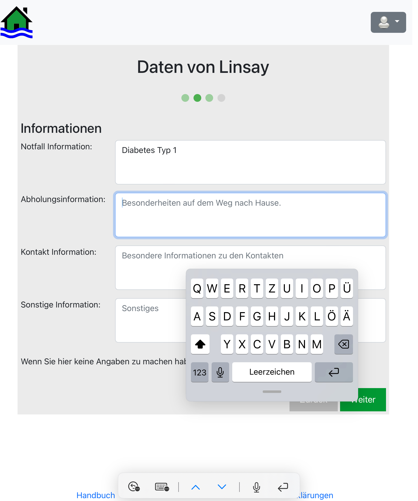 el-be.app Informationen zum Kind