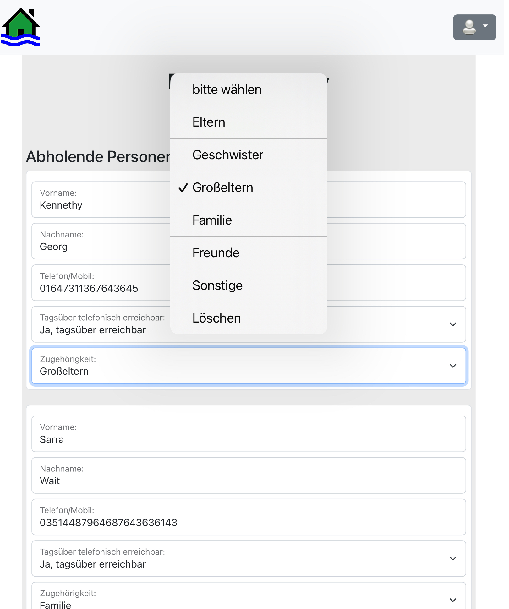 el-be.app Abholende Personen zum Kind