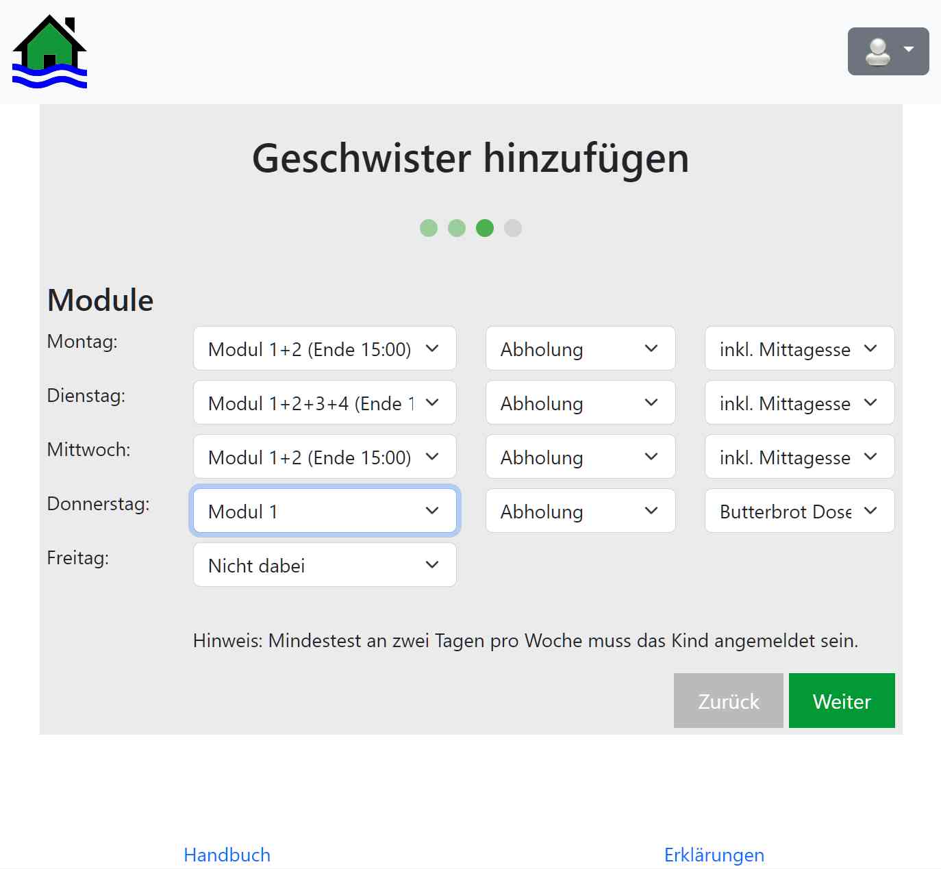 el-be.app Geschwister hinzufügen - Module 2