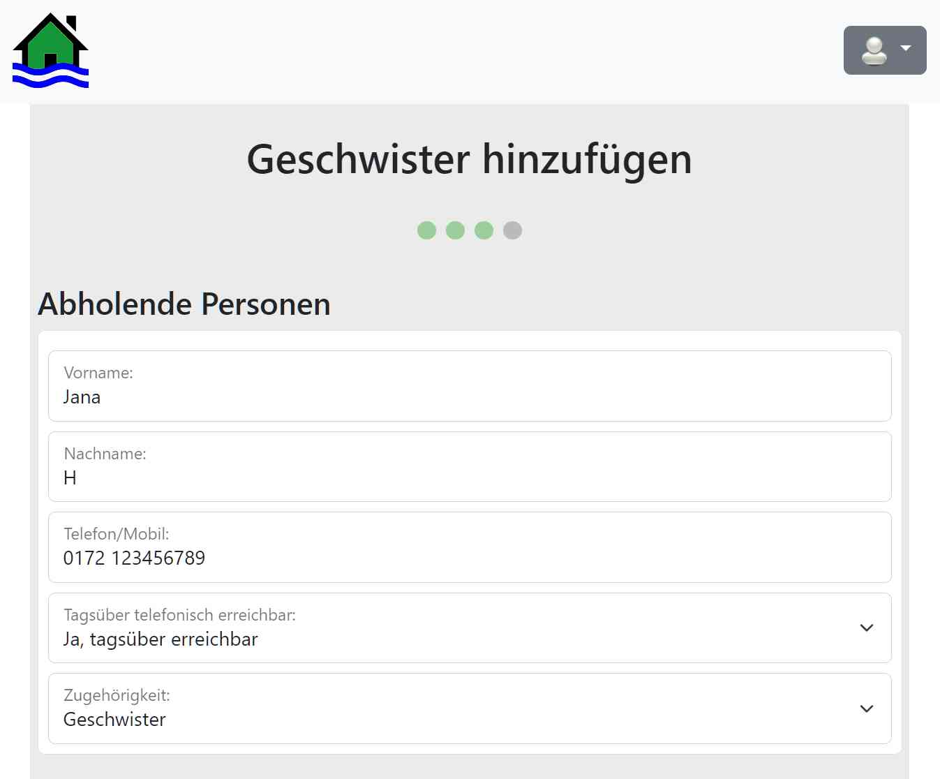 el-be.app Geschwister hinzufügen - Abholende Personen