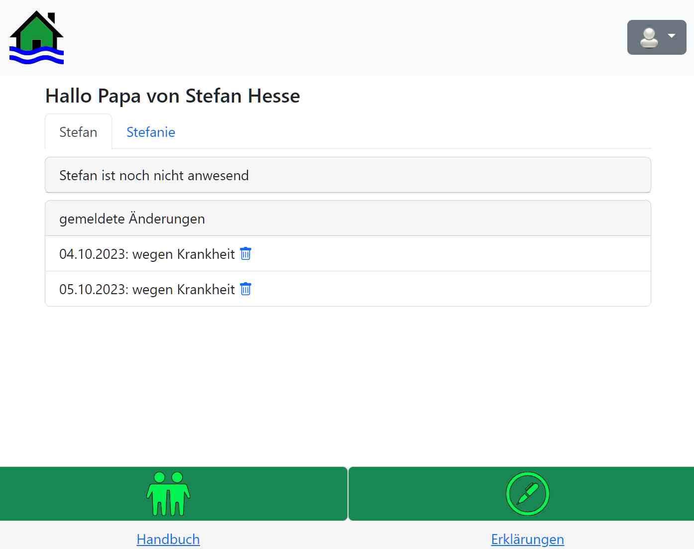 el-be.app Krankheitsmeldung gesendet