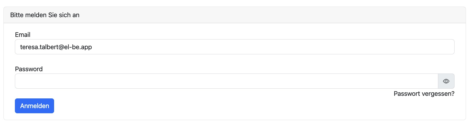 el-be.app Passwort vergessen - Anmeldung
