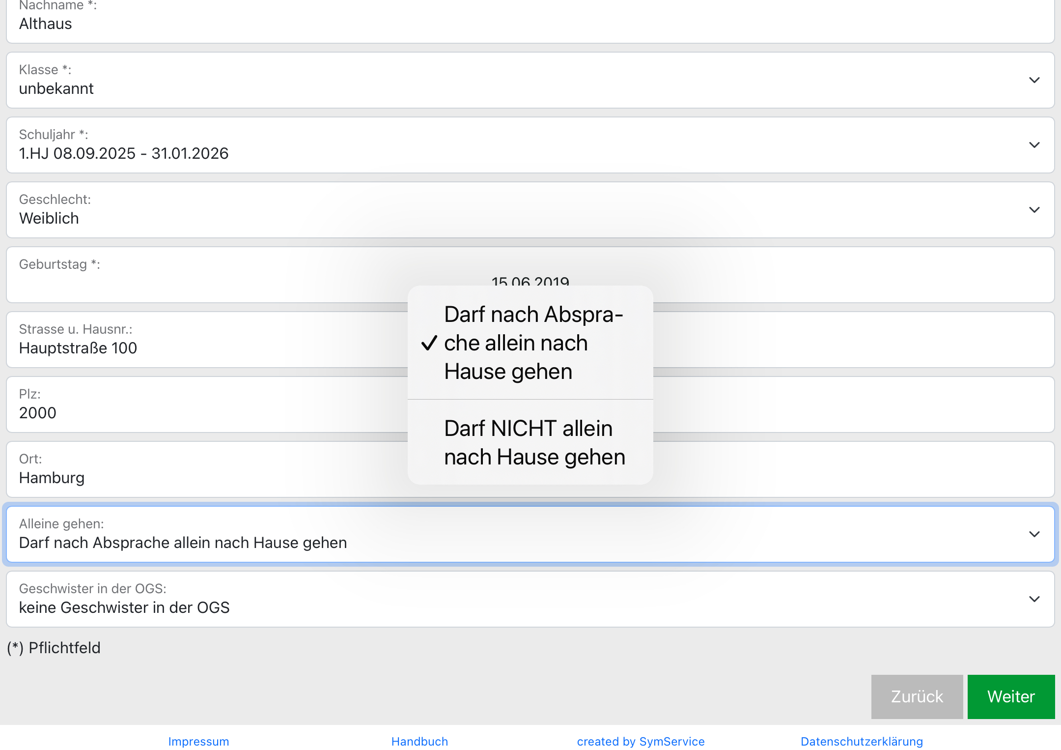 el-be.app Registrierung Mein Kind - Darf NICHT allein nach Hause gehen