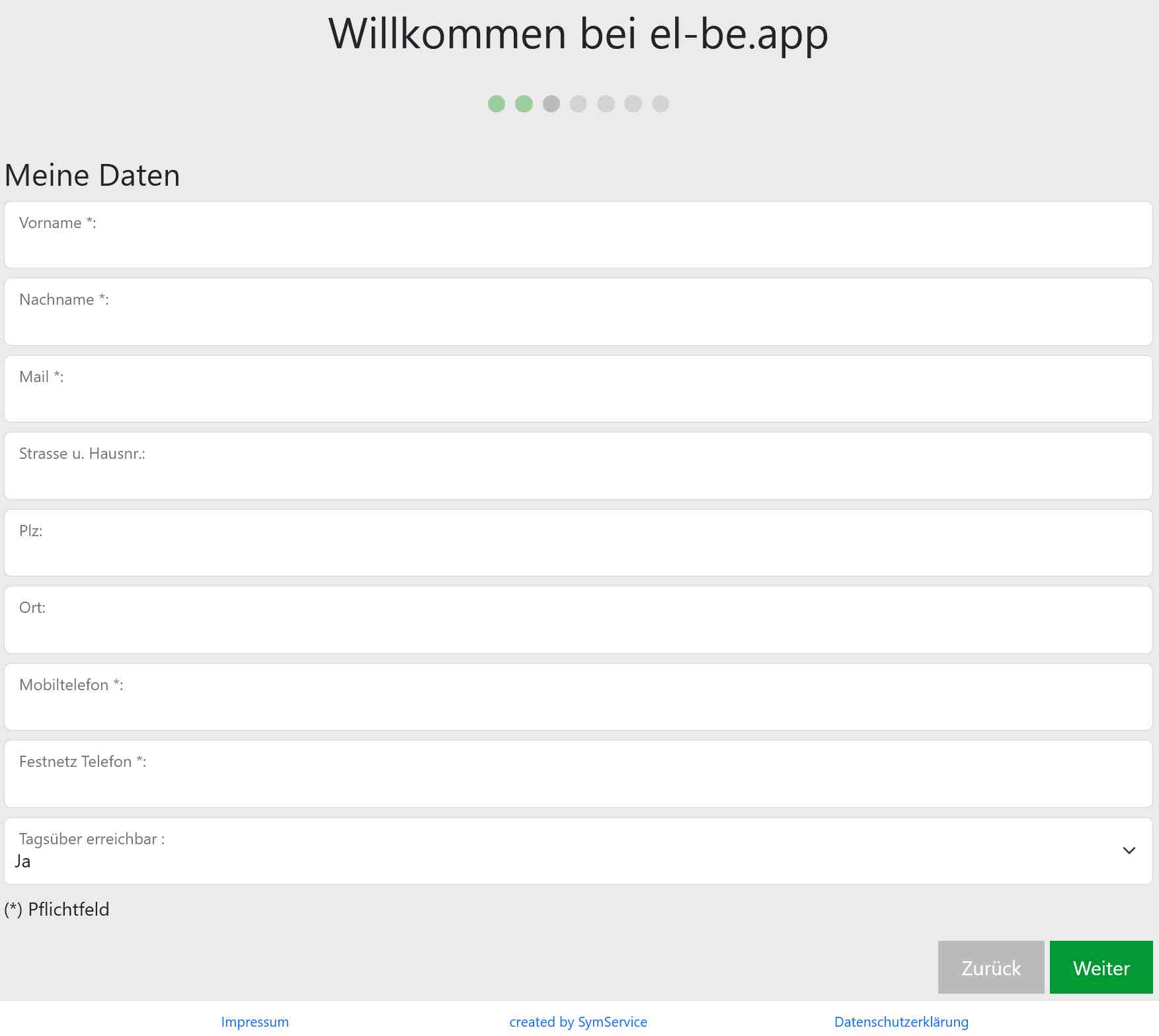 el-be.app Registrierung Meine Daten