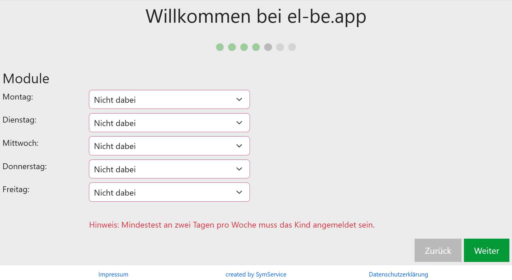 el-be.app Registrierung Module